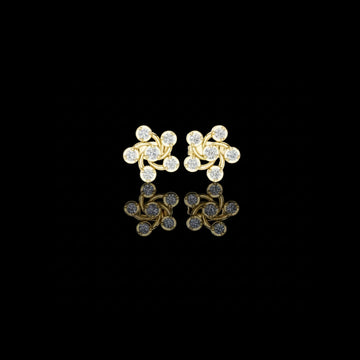 Golden Pinwheel Swirl Cluster Stud Moissanite Diamond Earrings with Dynamic Circular For Her