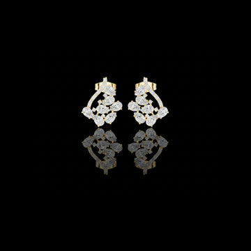 1.30 CT Dazzling Moissanite Pear Cut Floral Stud Earrings With Sparkling Cluster Design