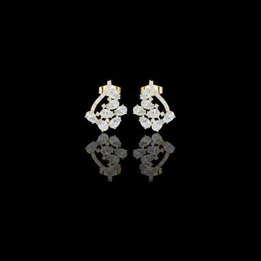 1.30 CT Dazzling Moissanite Pear Cut Floral Stud Earrings With Sparkling Cluster Design