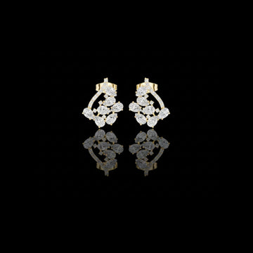 Dazzling Moissanite Diamond Pear Cut Floral Stud Earrings With Sparkling Cluster Design