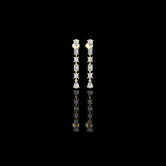 1.00 CT Celestial Multi Shape Moissanite Diamond Drop Earrings with Pear Emerald Oval & Princess Cuts