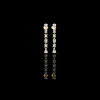 Celestial Multi Shape Moissanite Diamond Drop Earrings with Pear Emerald Oval & Princess Cuts