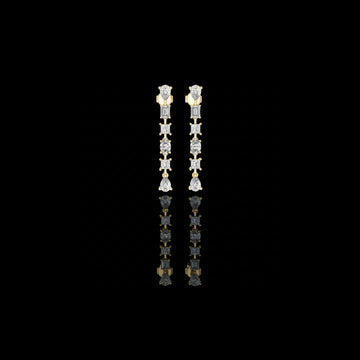 Celestial Multi Shape Moissanite Diamond Drop Earrings with Pear Emerald Oval & Princess Cuts