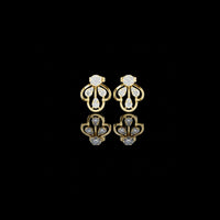 0.55 TCW Regal Drop Motif Cluster Stud Moissanite Earrings with Sculpted Gold Framework For Birthday Gift