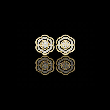 0.46 TCW Floating Moissanite Round Cut Layered Floral Diamond Stud Earrings For Anniversary Gift
