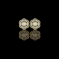 Floating Round Cut Moissanite Diamond Layered Floral Stud Earrings For Anniversary Gift