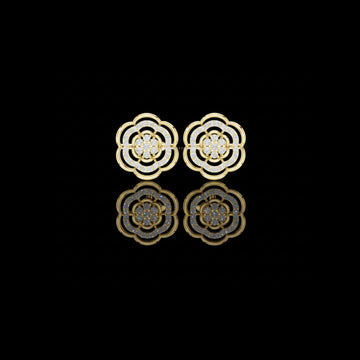 Floating Round Cut Moissanite Diamond Layered Floral Stud Earrings For Anniversary Gift