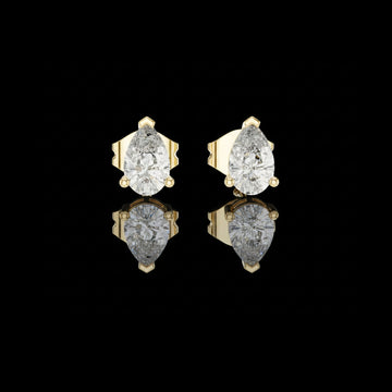 Pear Shaped Moissanite Diamond Stud Earrings with Classic Three Prong Setting