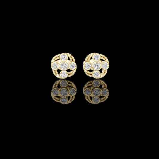 0.24 TCW Celestial Swirl Round Moissanite Cluster Stud Earrings with Radiant Circular Brilliance For Party