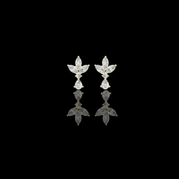 Bloom Grace Floral Diamond Drop Earrings with Marquise and Pear Cut Moissanite Diamonds