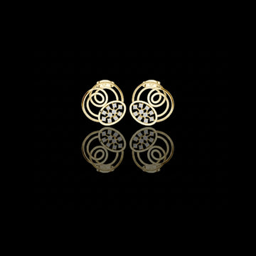 0.25 TCW Glamour Spiral Bloom Stud Moissanite Round Earrings with Circular Swirl Frame and Floral Cluster Accent For Gift