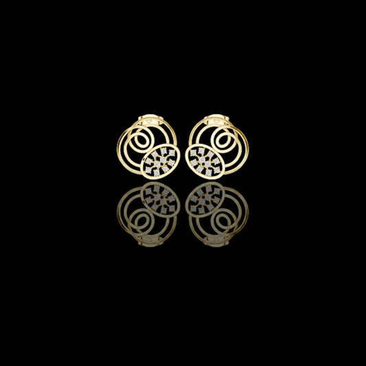 0.25 TCW Glamour Spiral Bloom Stud Moissanite Round Earrings with Circular Swirl Frame and Floral Cluster Accent For Gift