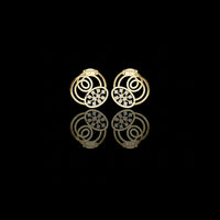Glamour Spiral Bloom Stud Round Moissanite Diamond Earrings with Circular Swirl Frame