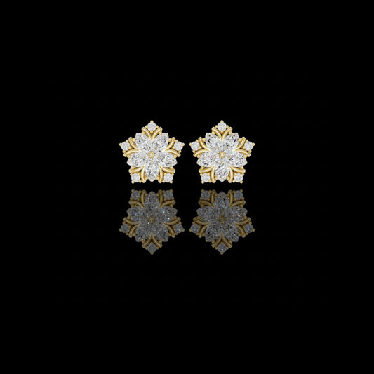 0.80 CT Luxury Moissanite Marquise Cut Diamond Flower Fine Stud Earrings Jewelry
