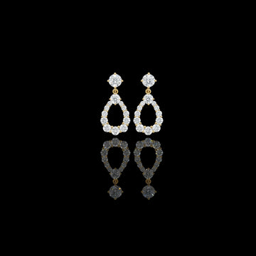3.26 TCW Luna Halo Pear Shaped Round Moissanite Diamond Drop Earrings in Radiant Luxury