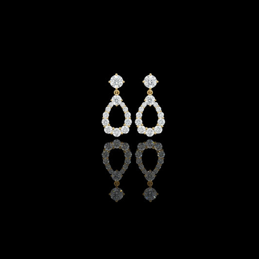 3.26 TCW Luna Halo Pear Shaped Round Moissanite Diamond Drop Earrings in Radiant Luxury