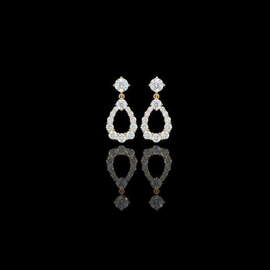 Open Teardrop Round Brilliant Cut Moissanite Diamond Drop Earrings Pear Shaped Halo