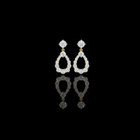 3.26 TCW Luna Halo Pear Shaped Round Moissanite Diamond Drop Earrings in Radiant Luxury