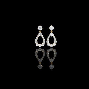 3.26 TCW Luna Halo Pear Shaped Round Moissanite Diamond Drop Earrings in Radiant Luxury