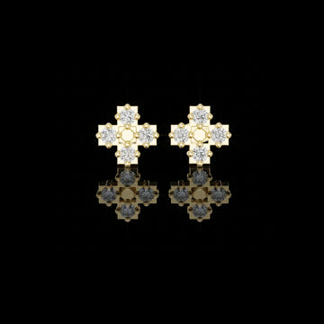 0.52 TCW Architectural Cross Moissanite Round Diamond Stud Earrings For Someone Special