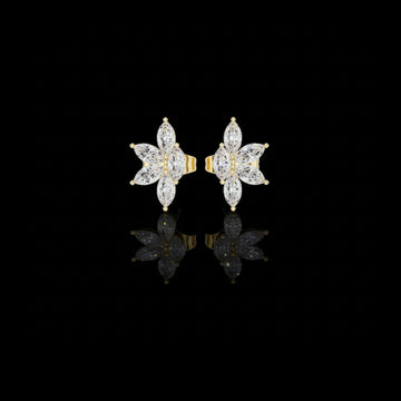 0.52 TCW Bright Moissanite Floral Marquise Cut Diamond Stud Earrings For Birthday Gift