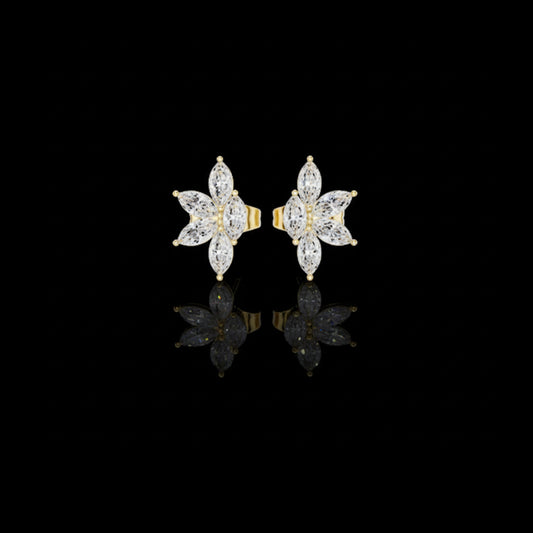 0.52 TCW Bright Moissanite Floral Marquise Cut Diamond Stud Earrings For Birthday Gift