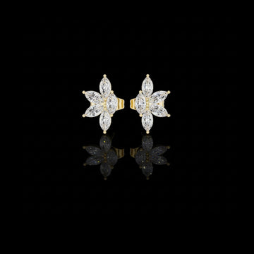 0.52 TCW Bright Moissanite Floral Marquise Cut Diamond Stud Earrings For Birthday Gift