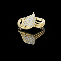 Moissanite Diamond Leaf Split Shank Statement Ring