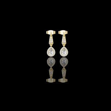 0.27 CT Sparkle-Enhanced Pear Halo Drop Moissanite Earrings in Gold with Tapered Pave Link Brilliance For Her