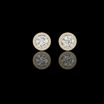 2.50 CT Classic Gold Moissanite Round Cut Halo Diamond Stud Earrings Classic Brilliance with a Modern Glow