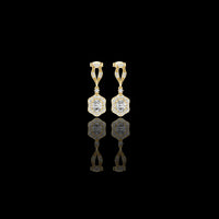 0.45 CT Vintage Inspired Oval Halo Moissanite Drop Earrings in Gold with Sculpted Openwork For Confident Girls Accent