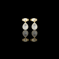 0.34 CT Moonlit Pear Shaped Moissanite Diamond Halo Drop Earrings in Polished Gold Finish For Fashion Girl