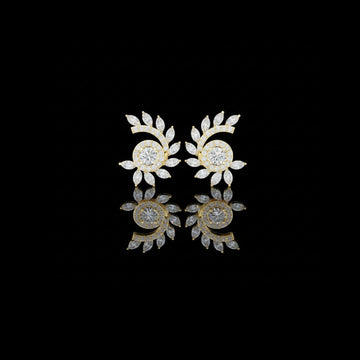 Marquise Leaf Moissanite Diamond Earrings Spiral Vine Halo Cluster Studs