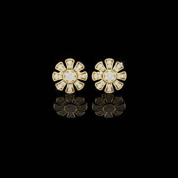 0.25 TCW Daisy Floral Stud Earrings with Round Brilliant Moissanite Diamonds