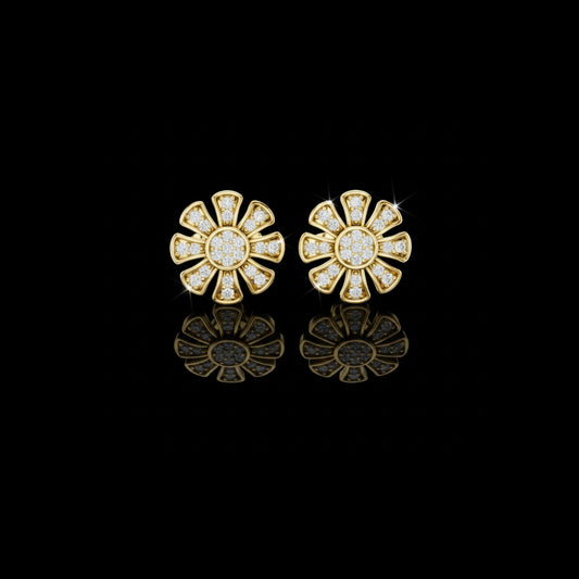 0.25 TCW Daisy Floral Stud Earrings with Round Brilliant Moissanite Diamonds