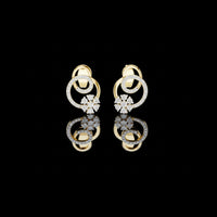 Cluster Swirl Circle Moissanite Round Diamond Stud Earrings with Pave Halo Ring