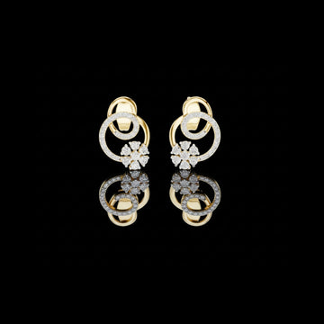 Cluster Swirl Circle Moissanite Round Diamond Stud Earrings with Pave Halo Ring