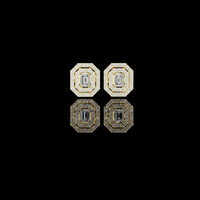 0.14 CT Imperial Octagon Halo Moissanite Diamond Stud Earrings with Emerald Cut Center For Mother
