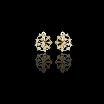 1.54 TCW Sunburst Petal Arc Moissanite Diamond Stud Earrings with Artistic Gold Detailing For Love