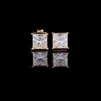 2.24 TCW Royal Radiance Moissanite Princess Cut Gold Stud Earrings By Ivevar