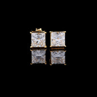 Royal Radiance Lab Grown Princess Cut Gold Stud Earrings