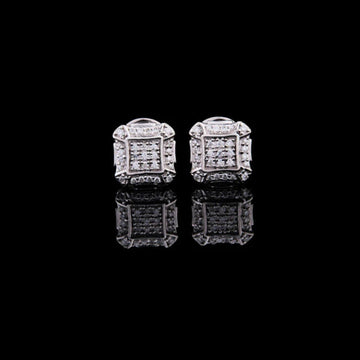 1.58 TCW Cluster Princess Cut Lab Diamond Stud Earrings Pave Square Design by Ivevar Luxury