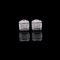 1.58 TCW Cluster Round Cut Moissanite Diamond Stud Earrings Pave Square Design by Ivevar Luxury