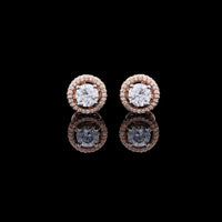 1.50 TCW Luxury Double Halo Rose Gold Moissanite Stud Earrings with Round Brilliant Cut Center Stones