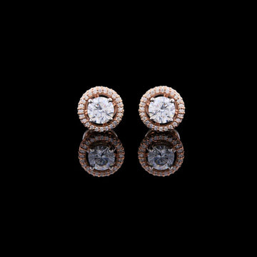 1.50 TCW Luxury Double Halo Rose Gold Moissanite Stud Earrings with Round Brilliant Cut Center Stones
