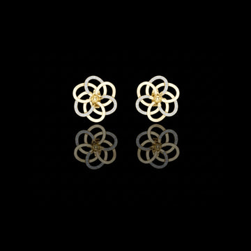 Intertwined Bloom Floral Moissanite Diamond Stud Earrings with Pavé Accents