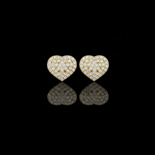 Romantic Heart Shape With Round Moissanite Diamond Stud Earrings with Pavé Brilliance