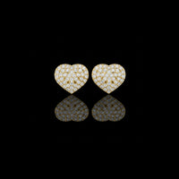 Romantic Heart Shape With Round Moissanite Diamond Stud Earrings with Pavé Brilliance