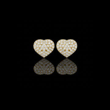 Romantic Heart Shape With Round Moissanite Diamond Stud Earrings with Pavé Brilliance