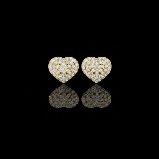 0.33 TCW Romantic Heart Shape With Round Moissanite Diamond Stud Earrings with Pavé Brilliance